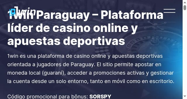 Screenshot of 1win.com.py