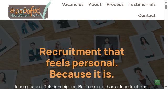 Screenshot of a-proofedrecruitment.co.za