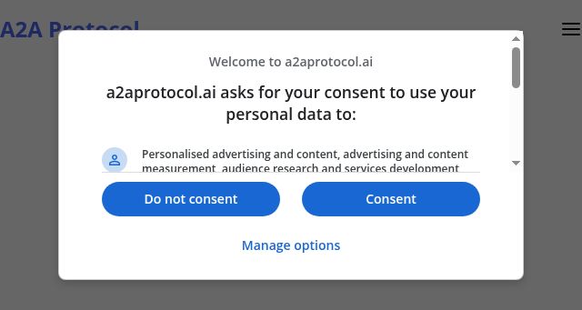 Screenshot of a2aprotocol.ai