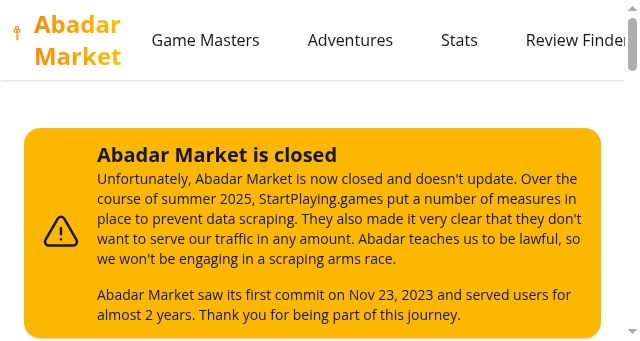 Screenshot of abadar.market