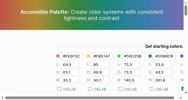 Screenshot of accessiblepalette.com