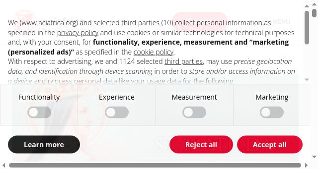 Screenshot of aciafrica.org