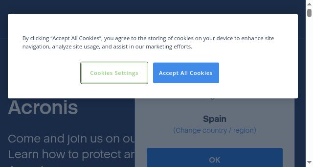 Screenshot of acronis.events