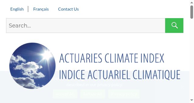 Screenshot of actuariesclimateindex.org