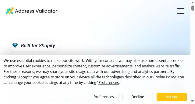 Screenshot of addressvalidator.com