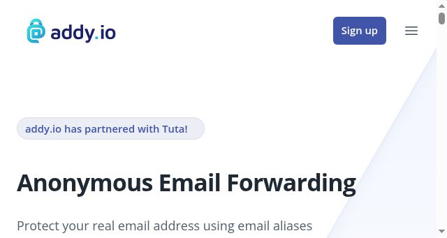 Screenshot of addy.io