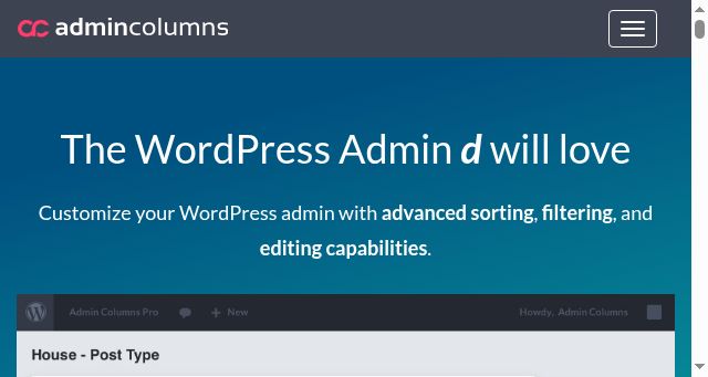 Screenshot of admincolumns.com