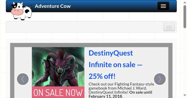 Screenshot of adventurecow.com