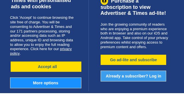 Screenshot of advertiserandtimes.co.uk