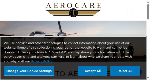 Screenshot of aerocaretransport.com