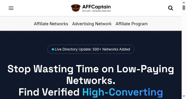 Screenshot of affcaptain.com