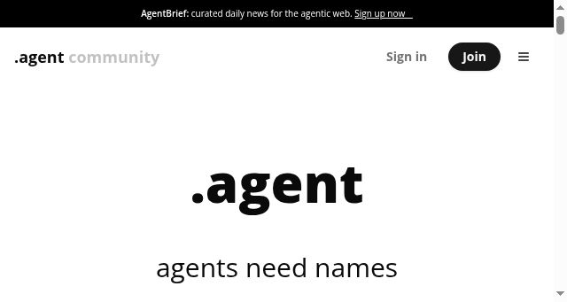 Screenshot of agentdomain.xyz