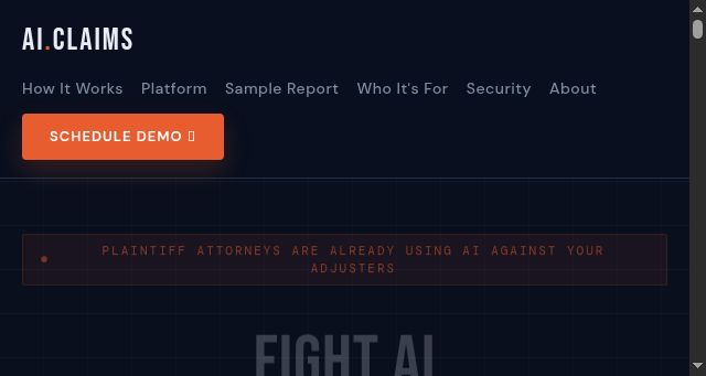 Screenshot of ai.claims
