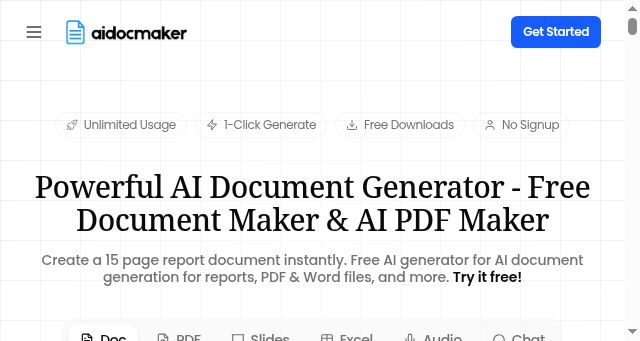 Screenshot of aidocmaker.com