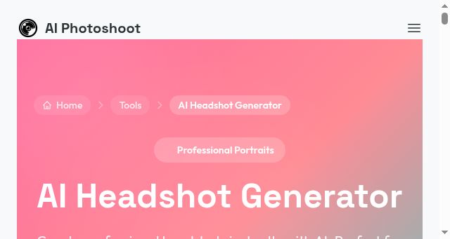 Screenshot of aiphotoshoot.com