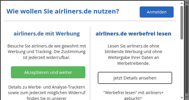 Screenshot of airliners.de