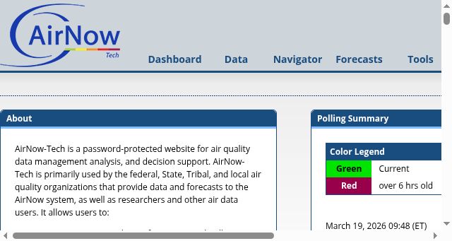 Screenshot of airnowtech.org