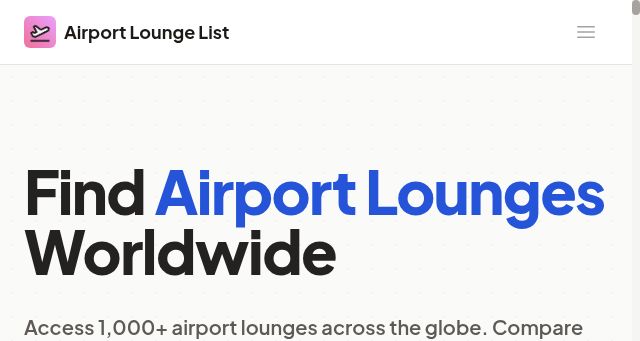 Screenshot of airportloungelist.com