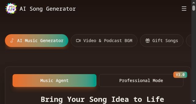 Screenshot of aisonggenerator.music
