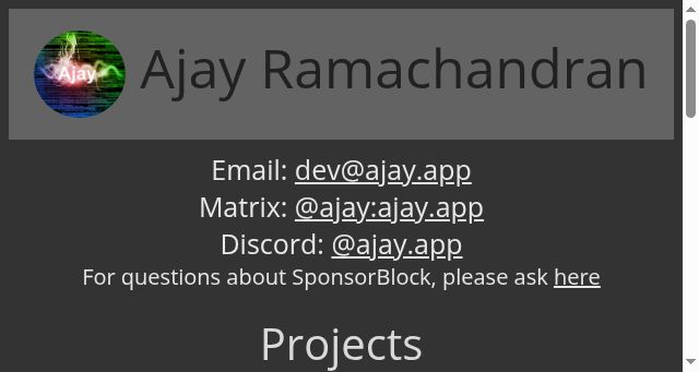 Screenshot of ajay.app