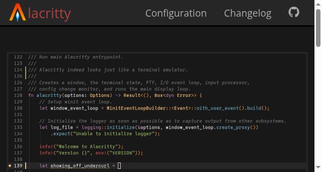 Screenshot of alacritty.org