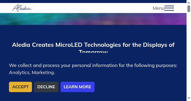 Screenshot of aledia.com