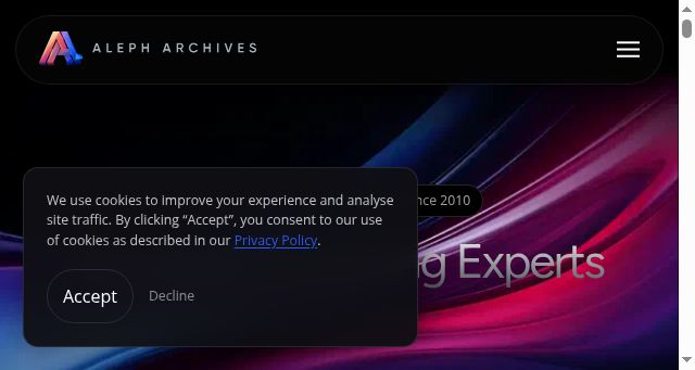 Screenshot of aleph-archives.com