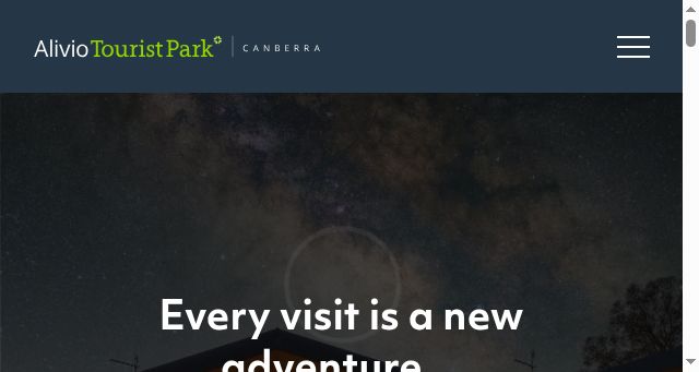 Screenshot of aliviotouristparkcanberra.com.au