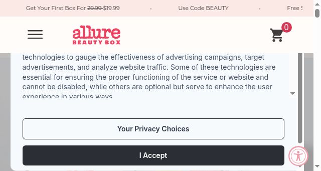 Screenshot of allurebeautybox.com