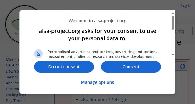 Screenshot of alsa-project.org