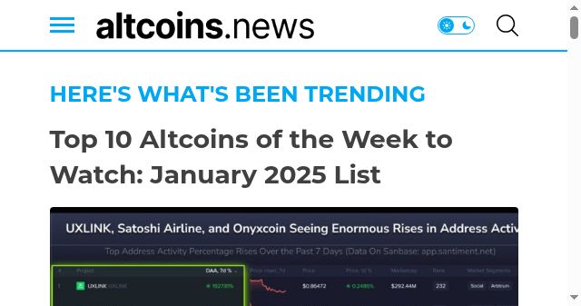 Screenshot of altcoins.news