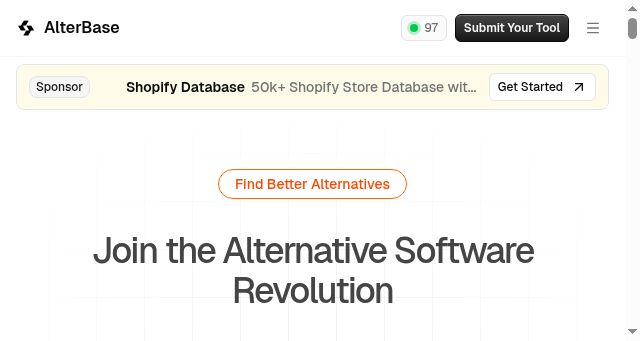 Screenshot of alterbase.co