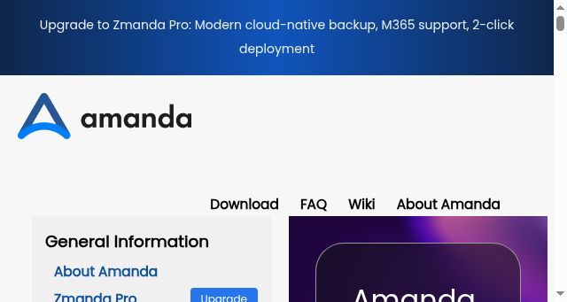 Screenshot of amanda.org