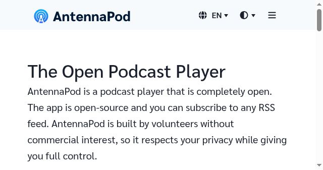 Screenshot of antennapod.org