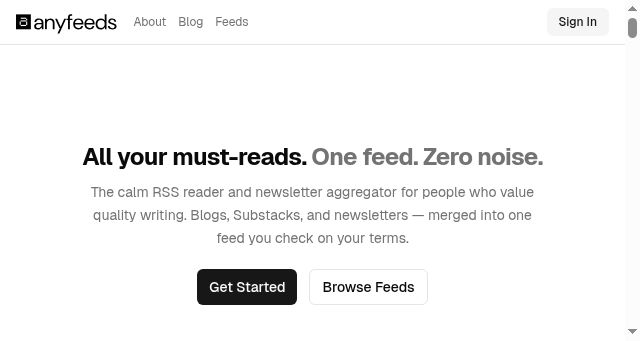 Screenshot of any-feeds.com