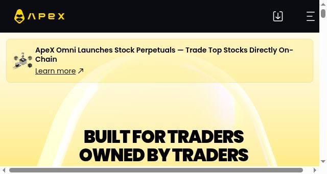 Screenshot of apex.exchange