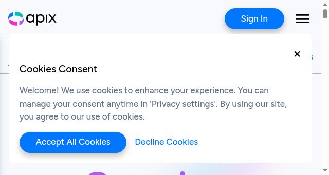 Screenshot of apixplatform.com