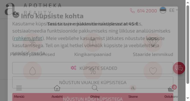 Screenshot of apothekabeauty.ee
