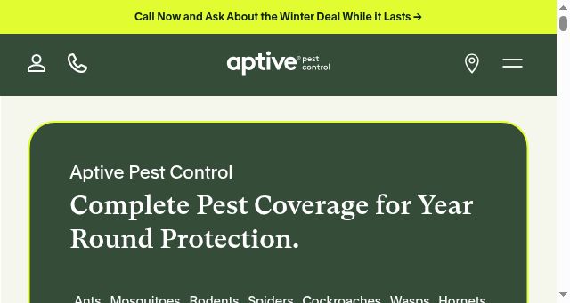 Screenshot of aptivepestcontrol.com