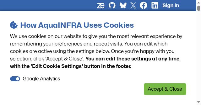 Screenshot of aquainfra.eu