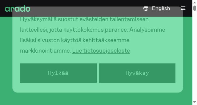 Screenshot of arado.fi