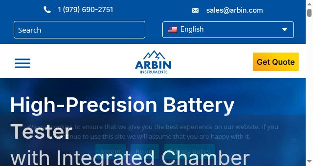 Screenshot of arbin.com