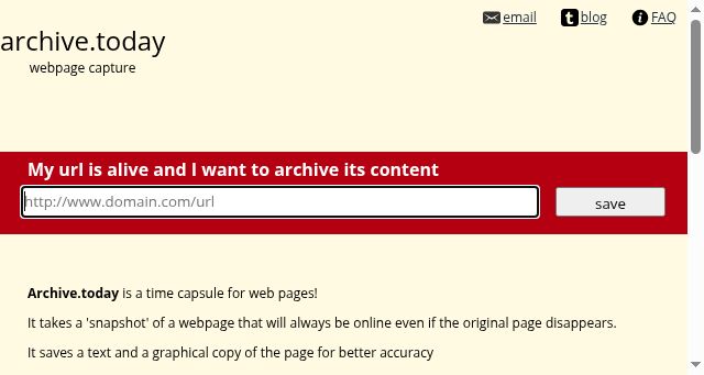Screenshot of archive.li