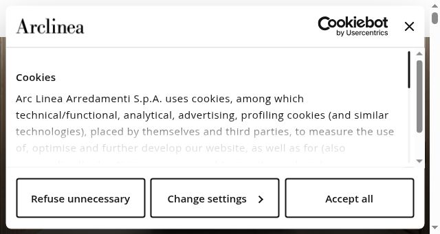 Screenshot of arclinea.com