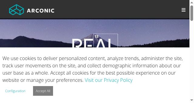 Screenshot of arconic.com