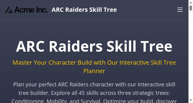 Screenshot of arcraidersskilltree.com