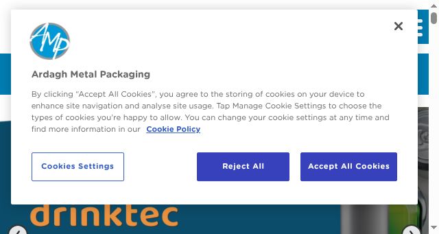 Screenshot of ardaghmetalpackaging.com