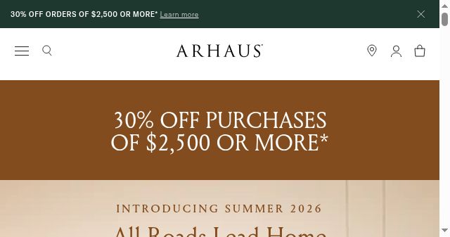 Screenshot of arhaus.com