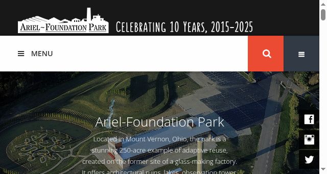 Screenshot of arielfoundationpark.org