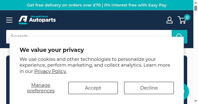 Screenshot of arnoldclarkautoparts.com